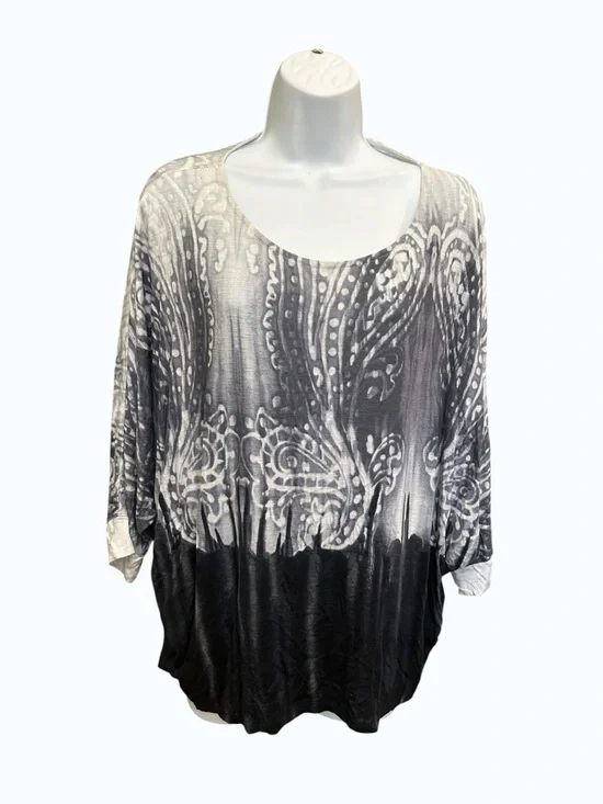 Tribal Jeans Paisley Burnout Ombré Dolman Top Size L - Picture 2 of 6